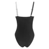 Women's Swimwear Black White Contrast Color Sexy Knot Wrapped Deep V-Neck Bathing Suits High Waist Cut Out Suspender Monokini