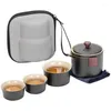 Ensembles de voies de thé Portable Pottery Black Travel Tea Set Céramic Kungfu Pot et tasse TE Matcha