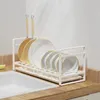 Kitchen Storage Dish Drainer Large Capacity Carbon Steel Countertop Plate Drainage Rack Knife And Fork Cylinder Supplies