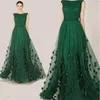 Zuhair Murad 2020 Abendkleider Emerald Green Cap Sleeve Prom Kleiderinnen Frauen maßgeschneiderte Spitzen -Applikationen Besonderes Anlass Kleid 3094