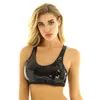 Women Sexy Wetlook Glossy Leather Deep U Bra For Sex Erotic Hot Porn Half Cup Tops Bodycon Shiny Latex Bralette Top Vest Sexi Catsuit Costumes