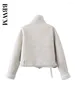 Women's Jackets 2024 Woman's Fashion Thick Warm Faux Shearling Jacket Coat Vintage Long Sleeve Belt Hem Female Outerwear Chic Tops