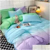 Bedding Sets Style Set Four-Piece Gradient Color Sheet Case Duvet Er Twin Fl Super Size Drop Delivery Home Garden Textiles Supplies Dhhse