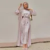 民族衣類Kaftan Abaya Satin Satin Dubai Turkey Islam Arabic Muslim Sets Robe Longue Imono Ensemble Femme Musulmane Abayas for Women Morocco T240510