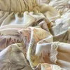 Bedding Sets Pleat Ruffles French Vintage Flamingo Tropical Leaves Botanical Print Set Pure Cotton Duvet Cover Bed Skirt Pillowcases