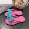 Eva -slippers met schattige strik roze groene rubberen flops slippers voor dames dames meisjes zomer sandalen strandkamer schoenen mode 144