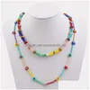 Chokers ketting 2 pc's/set Boheemian mticolor glazen kralen handgemaakte kralen ketting kettingen voor vrouwen strandstijl bloemen cadeau druppel deli dhgeh