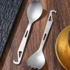 Spoons Titanium Fork 2 In 1 Design Silver Camping Spork For Backpacking Picnic Tableware Flatware Long Handle And