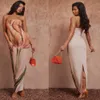 Nouveau design Bohemian Linen mélange sans manches tressé tressé coupé ceinturé Slit Maxi Long Robe Slit Out Clothes Jirt FZ2405111