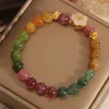 Bangle Light Luxury Vintage Chinese Style Flower Exquisite Bracelet For Women Girls Fashion Colorful Beaded Blessing Gifts