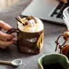 Canecas de café em cerâmica com alto valor de face retro online celebridade de ponta refinada de estilo inseto de caneca gabinete de água