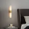 Wall Lamp Long Bedside Sconce Home Decoration Background Light Fixture Gold Black Natural Marble For Bedroom Living Room