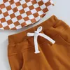 Ensembles de vêtements Baby Boy Boy Set Vêtements d'été Fashion Checkerboard Pocket Pocket Pocket Short à capuche à manches courtes Shorts de taille élastique 2pcs