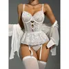 Leuke lingerie sexy vormgevende kant -lankwork backless perspectief lingerie jumpsuit