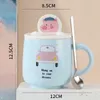 Massen Cartoon Mobiltelefonhalter Keramic Cup Creative Persönlichkeit Becher mit Deckel Spoon Haushalt süßes Paar trinken Frauen