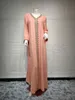 Etniska kläder jalabiya kaftan klänning för kvinnor dubai kalkon gyllene band trim löst muslimska arabiska islamiska kläder party mantel marockansk klänning t240510