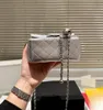 Womens Designer Bag Classic Mini Flap Square Quilted Lambskin Shoulder Bags Silver Crush Pearl Bead Ball Purse SHW Metal Hardware Crossbody Shoulder Handbags 17cm