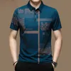 メンズメンズポロシャツビジネスカジュアルサマーショートスリーブトップパターン印刷ボタンTシャツルーズ衣料ファッションポロシャツl2405