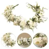 Flores decorativas Banda de cabelo de bebê noiva Coroa floral Handmade Sweet Hairband Simulation Flow Firch Women Gilrs Garland Headwear