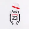 Baby Infant Boy Designer Clothes Romper Girl Basketball 23 Imprimer la manche courte Romper avec chapeau grimpant 100% coton