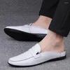 Chaussures décontractées Man Marque Summer Fashion Social Half Shoe Male Male Breatte confortable Backless Loafer Slippers Talon plat