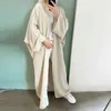 Abbigliamento etnico Modest Abaya Kimono Dubai Muslim Cardigan Abayas Women Casual Female Islam vestiti Linen Blend Oversize Coats T240510