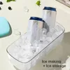 Tryckmaskinstyp Ice Cube Maching Machine Silikon Ice Tray Making Mold Creative Storage Box med Lid Square Cube Container Bar and Kitchen Small Tools 240510