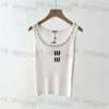 2024SS Women Tank Top Designer Vest Womens Diamond Ice Silk Knit Topps Slim Round Neck Sleeveless Vests Fashion Pinstripe Letter Brodery Graphic Shirt