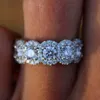 Luxus weibliche große Kristallrunde Verlobungsring niedlich 925 Sterling Silber Zirkon Stein Ring Vintage Eheringe für Frauen 200w