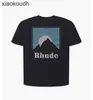 Rhude High-End-Designer-T-Shirts für Hip Hop Sunset Print High Street Herren und Damen Kurzarm T-Shirt Tide Orange Blau mit 1: 1 Originalbezeichnungen