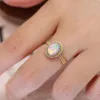 Cluster Rings 925 Sterling Silver Open Finger Ring Opal Stone Oval Gold Color Vintage Elegant For Women Girl Jewelry Gift Dropship grossist