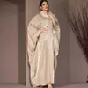Этническая одежда горячая продажа яркий шелк -атлас Batwing Slve Cardigan Robe Скромный мусульманский дубай плюс размер Kimono Open Abaya Dress Corban Eid Woman T240510K2G0