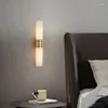 Wall Lamp Natural Marble Home Decoration Background Light Fixture Gold Black Brass Bedroom Bedside YX123TB