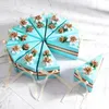 Hediye sargısı 3pcs kek dilim üçgen yaratıcı kutu düğün partisi iyilik şenlikli çiçek yay el yapımı karton şeker tatlı kutular