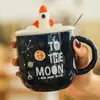 Mugs Rocket Star Ceramic Mug With Lid Spoon Coffee Cups Christmas Cup For Tea Drinkware Ceramics & Pottery