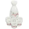 Copos de vinhos Conjunto de cerâmica Retro Saki Kettle Cup Rice Pote Sake Glass Japanese estilo chá branco