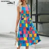 Casual Dresses Bohemian Retro A-line Sundresses Spring/summer Sleeveless Long Dress Women's Round Neck Printed Swing