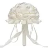 Fleurs de mariage 2024 ruban de perles beaux époux de fleur de bouquet tenant blanc 18 cm pour