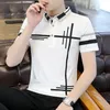Vintage polo t -shirt för män topp streetwear svart randig klädman med krage tee tröjor vanliga grossist s trashy y2k xl 240428