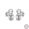 Bengelen oorbellen 925 Sterling Silver Asscher/Emerald Cut High Carbon Diamond Gemstone 18K Gold Ploated Studs Party Fine Jewelry