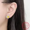 Boucles d'oreilles étincelantes 925 Coupe princesse en argent sterling coupés simulées de boucle d'oreille carrée citrine simulée pour femmes Drop cadeau de mariage