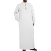 Chemises décontractées pour hommes Mentes Middle Arabe Simple Button Long Bouton Muslim Slee Molie Slit Pocket Pocket Summer Top Summer