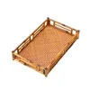 Tea Trays Bamboo Woven Tray Set Storage Cup Holder Chinese Serving