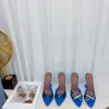 Scarpe eleganti lupita pvc vetro trasparente rosie cristal muli ladies fashion slipper estate heels designer di lusso amina muaddi