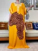 Vêtements ethniques 2023 DUBAI MUSLUME robe écharpe turban pour les femmes lâches maxi robe femme musulmane african sequunise léopard imprimé Abaya T240510