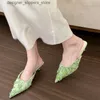 Slippare 2024 Summers Womens Mule Slide Fashion Elegant Light Dot Toe Slide Shoes Womens Outdoor Dress Low Heel Sandals Q240511