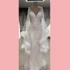 Luksusowe formalne sukienki wieczorowe pióra długie rękawy Suknie imprezowe Suknie 2020 Couture w dekolcie z paliwami Kryształki Kryształki PROMET