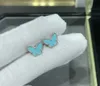 Designer de alta qualidade 925 Sterling Silver Fanjia Mini Brincos de borboleta banhados com 18k Gold CNC White Beimu Gray Beilan Brincos Turquoise