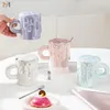 Tazze per la glassa perla sollievo tazza in ceramica con cucchiaio caffè creativo uffice bevande bevande drinkware coppie