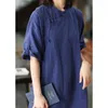 Ethnische Kleidung 2024 Chinesisch verbesserte Cheongsam Dress Plate Button Hemd Top Zen Style Art Cotton Leinenwäsche